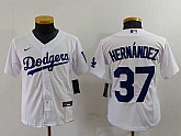 Youth Los Angeles Dodgers #37 Teoscar Hernandez White Cool Base Stitched Jersey,baseball caps,new era cap wholesale,wholesale hats